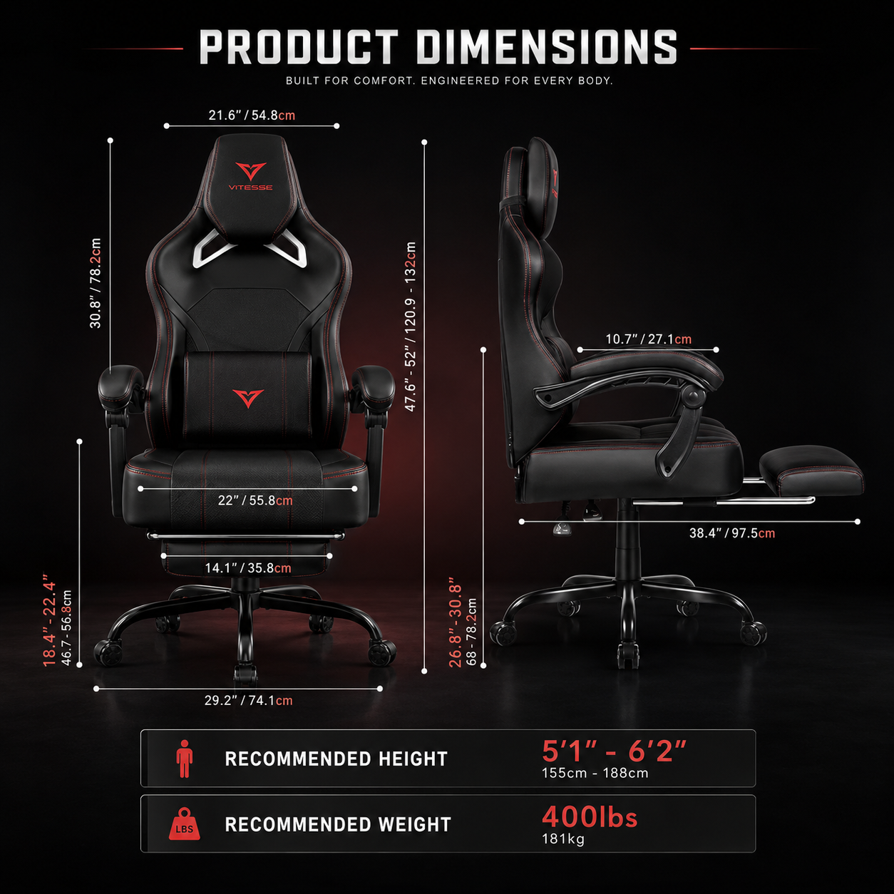 ORKA Titan X 400 lb Big & Tall Gaming Chair