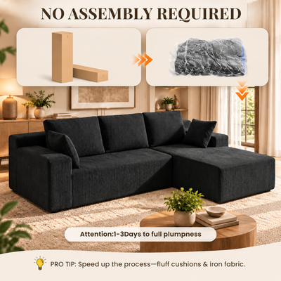 No assembly: sectional ships compressed in 2 boxes and expands in 1 to 3 days