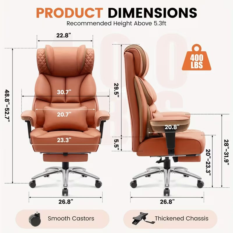 ORKA Big & Tall Ergonomic Office & Gaming Chair with Footrest & Reclining