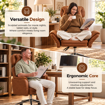Criss-Cross Big & Tall Executive Office Chair in brown, versatile ergonomic design