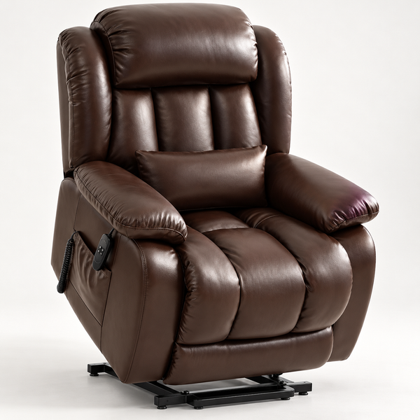 Dual-Motor Infinite-Position Power Lift Recliner with Massage, Heat and Extended Footrest, 350 lb Capacity
