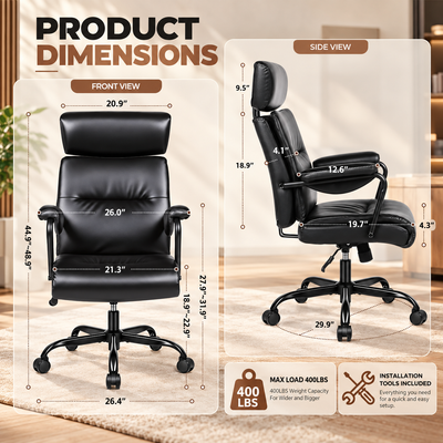 High-Back Executive Office Chair dimensions and 400 lb capacity
