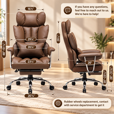 Big & Tall Executive Office Chair with leg rest dimensions