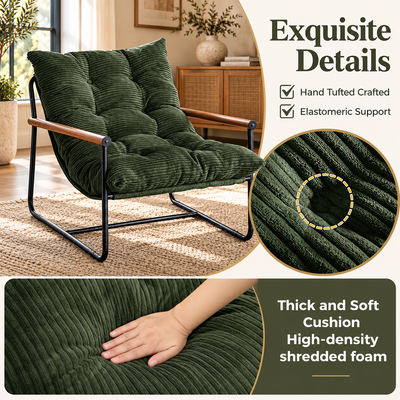 Hand-tufted corded cushion details with thick, soft high-density shredded foam