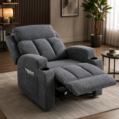 ORKA COMFORT Heated Massage Recliner with Side Pockets & Cup Holders