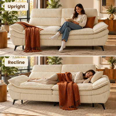 Upright and reclined positions: sit up to read or stretch out to nap