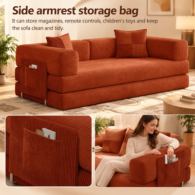 Side armrest storage pocket for magazines, remotes and toys