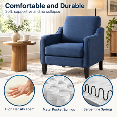 Comfortable and durable seat with high-density foam, pocket springs and serpentine springs