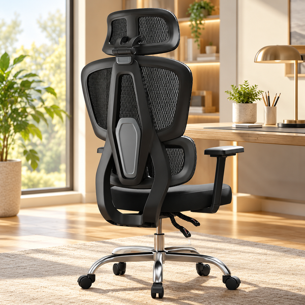 High-Back Ergonomic Mesh Office Chair with 3D Headrest, 3D Lumbar and Stepless 90-135° Recline, 330 lb Capacity