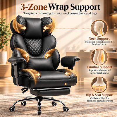 3-ZoneWrap support wrapping head, shoulders, and lumbar