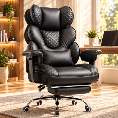 Wingback Big & Tall Executive Office Chair in a warm home office